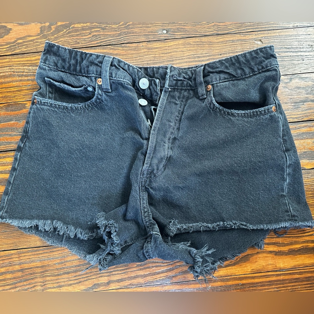 Black denim cutoffs size 8